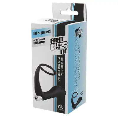 FANTASSTIC VIBRATING ANAL PLUG WITH COCKRING BLACK