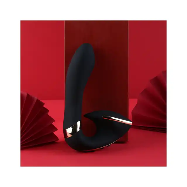 Shunga - SOYO - Intimate massager black - elegancki wibrator punktu G oraz stymulator łechtaczki i warg sromowych w jednym! 