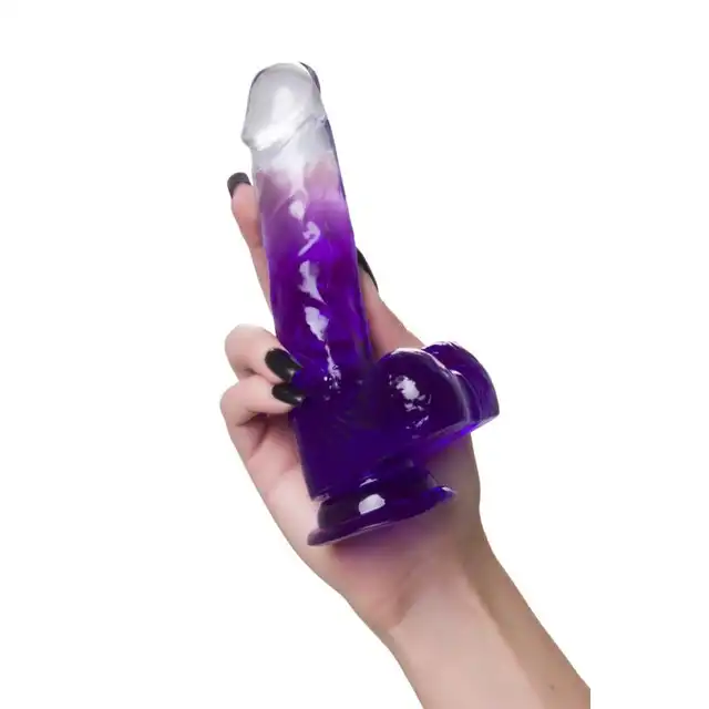 A-Toys - Radi. Dildo realistyczne o wyjątkowej kolorystyce. Bezbarwno-fioletowe! Mocna przyssawka pozwala na długie sesje bez użycia rąk