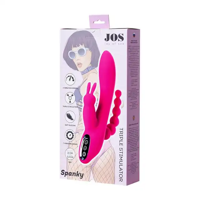 Joy Of Sex - Spanky. Wibrator potrójny do stymulacji waginalnej, analnej i łechtaczkowej. Idealnie orgazmiczne połączenie