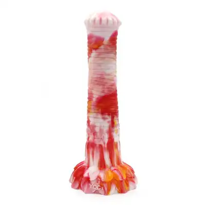 Kiotos Monstar - Beast 9. Dildo w kształcie penisa pierzastej bestii z wyraźną główką. 27 cm długości i 5,5 cm średnicy