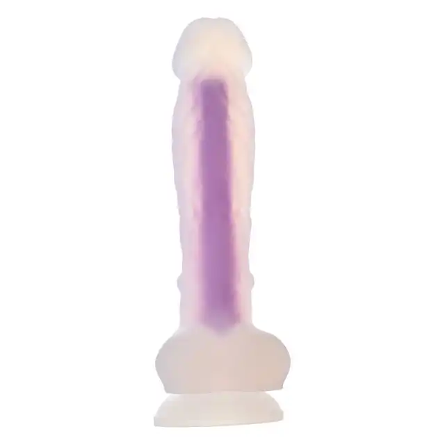 RADIANT SOFT SILICONE GLOW IN THE DARK DILDO MEDIUM PURPLE