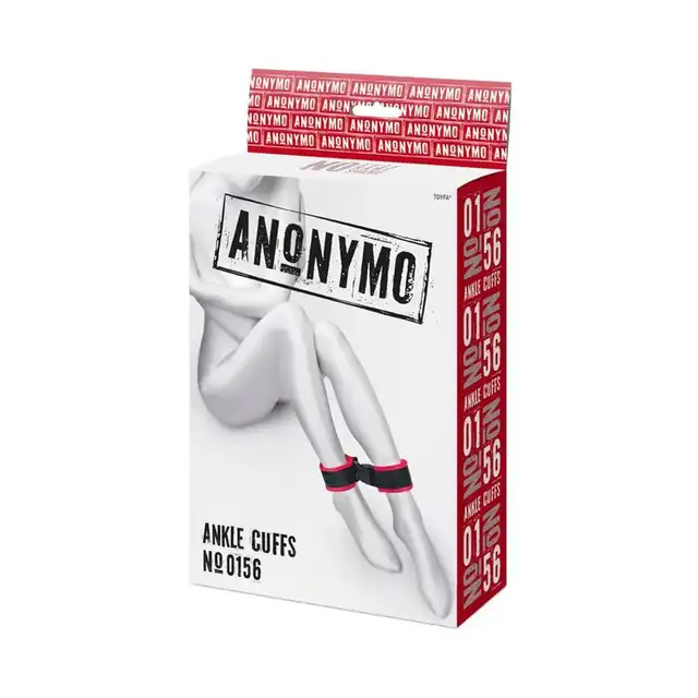 Toyfa - Anonymo Anklecuffs Velour Red. Kajdanki na kostki w tradycyjnym wydaniu. Krwista czerwień w połączeniu z welurowym środkiem to przepis na sukces
