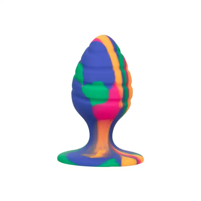 Calexotics - Cheeky Medium Swirl Plug - silikonowy korek analny ze żłobieniami i oryginalną kolorystyką 