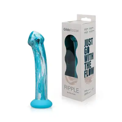 Gildo - Ocean Ripple. Szklane dildo o anatomicznym kącie wygięcia, stymulacja punktu G i P najwyższej klasy. Design zainspirowany dzikimi falami oceanu