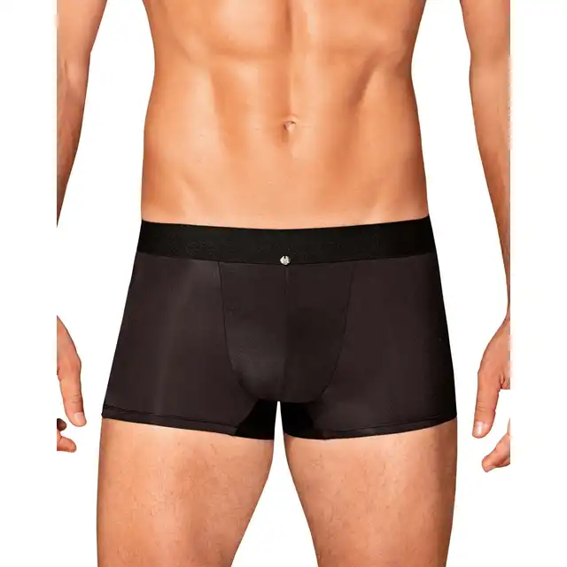 Obsessive - Boldero Boxer Black L/XL- klasyczne czarne bokserki z elementami intrygującej siateczki. Nowość wśród bielizny dla mężczyzn