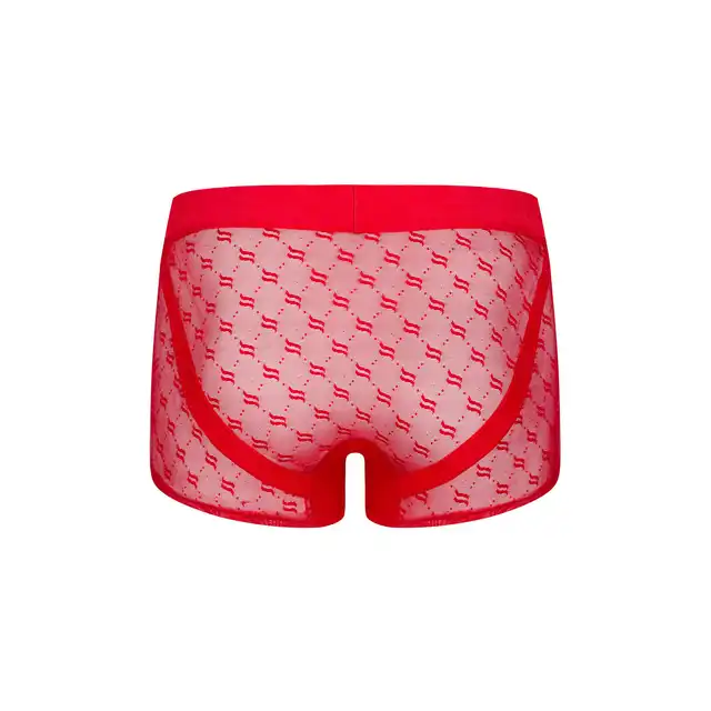 Obsessive - Obsessiver Boxers S/M. Seksowne czerwone bokserki męskie. Pół transparentne wstawki materiału wzbudzą zainteresowanie Twojej partnerki