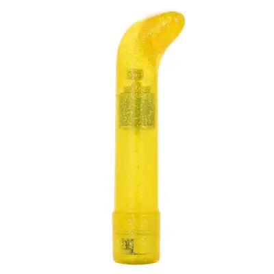 Sparkle - Sparkle Mini G- Vibe. Żółty brokatowy wibrator z wygięciem do masażu punktu G 