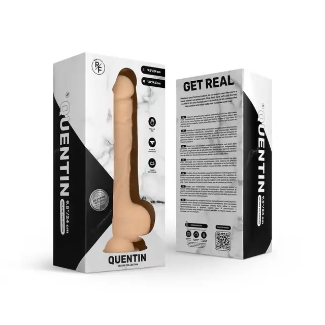 Real Fantasy - Quentin Realistic Dildo. Realistyczne silikonowe dildo z przyssawką. Hipoalergiczny materiał silexpan. 24 cm długości, 4,5 cm średnicy