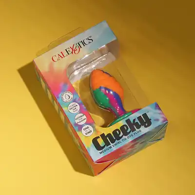 Calexotics - Cheeky Medium Swirl Plug - silikonowy korek analny ze żłobieniami i oryginalną kolorystyką 