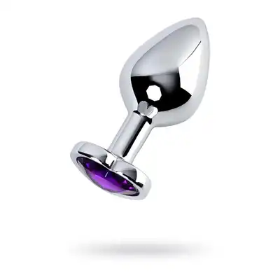 Toyfa - Silver Anal Plug. Wysokiej jakości metalowy korek analny z eleganckim kryształkiem w kolorze ametystu w podstawie