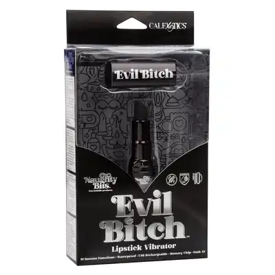 Calexotics - Naughty Bitch Lipstick Vibrator. Wibrator punktowy w formie dyskretnej, czarnej szminki. 10 potężnych funkcji wibracji ukryte w 10cm mini wibratorku. Idealny dla odważnych kobiet