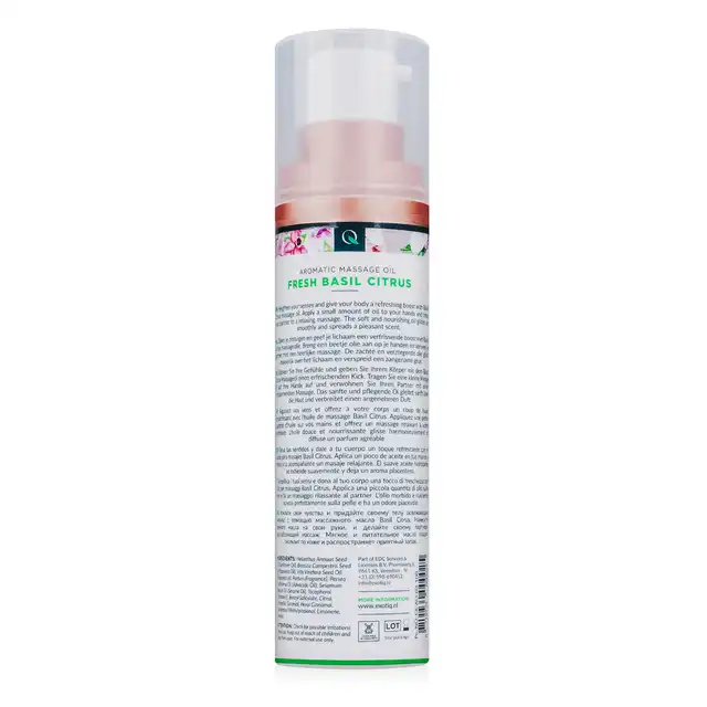 Exotiq - Massage Oil Sensual Basil Citrus. Cudowny aromatyzowany olejek do masażu o świeżym zapachu cytrusów w połączeniu z bazylią