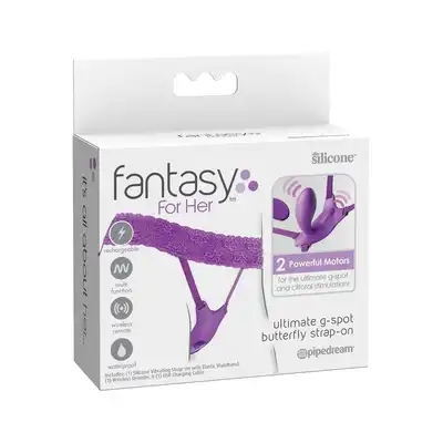 Fantasy For Her - G-Spot Butterfly Strap-On - elastyczny pas z wibratorem do punktu G. Baw się w domu i na mieście! 