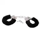 Bestseller - Soft Black Handcuffs. Metalowe kajdanki w zestawie z kluczykiem. Wyłożone miękkim czarnym futerkiem