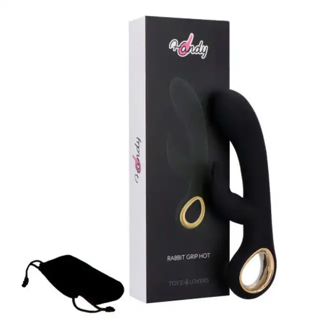 7Candy - Grip Hot Rabbit Black. Wibrator z króliczkiem. Elegancka stymulacja punktu G i łechtaczki