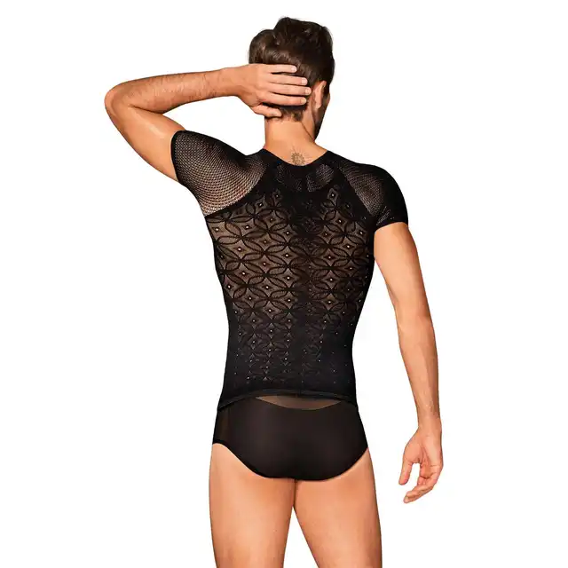 Obsessive - T102 koszulka S/M/L - półprzezroczysta koszulka z elastycznej i miękkiej dzianiny. Podkreśli ciało 