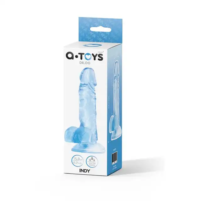 A-Toys - Indy. Realistyczne dildo z jądrami. Mocna przyssawka dla zabawy bez użycia rąk. Elastyczny materiał w krystalicznym kolorze