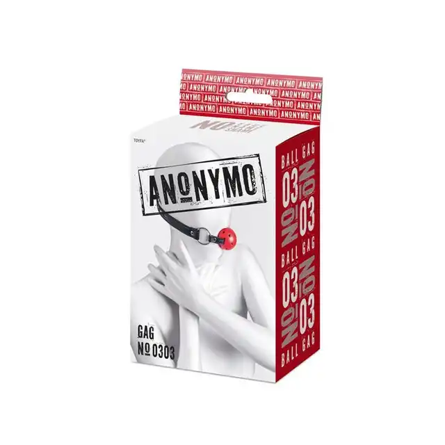 Toyfa - Anonymo Gag Red. Czerwony klasyczny knebel do ust z możłiwością regulowania rozmiaru. Dziurki do oddychania zapewniają całkowity komfort użytkowania