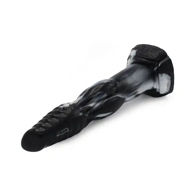 Kiotos Monstar - Beast 11. Dildo w kształcie penisa kosmity. Prążkowane, nieregularne. 25,5 cm długości, 6 cm średnicy