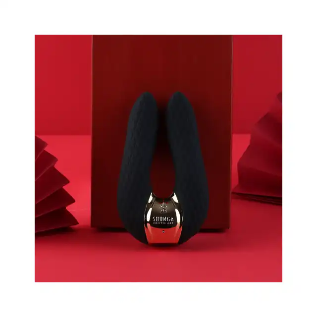 Shunga - AIKO - Intimate massager black - elegancki stymulator łechtaczki z dwoma potężnymi silnikami
