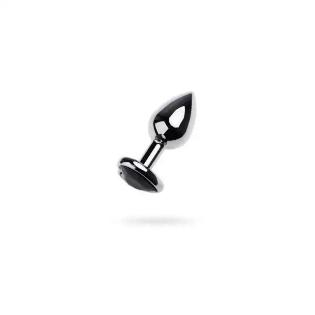 Toyfa - Silver Anal Plug. Wysokiej jakości metalowy korek analny z eleganckim czarnym kryształkiem w podstawie.