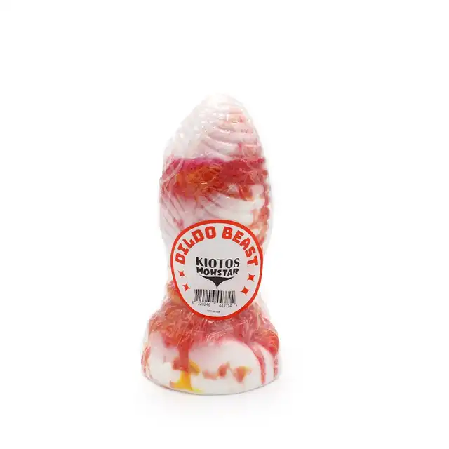 Kiotos Monstar - Beast 6. Marmurkowe dildo w kształcie jaja potwora o prążkowanej powierzchni. 6,5 cm średnicy