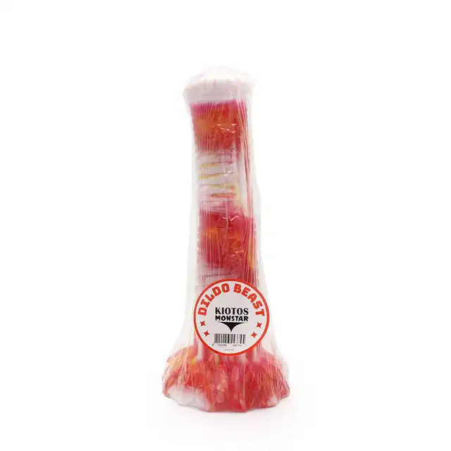 Kiotos Monstar - Beast 9. Dildo w kształcie penisa pierzastej bestii z wyraźną główką. 27 cm długości i 5,5 cm średnicy