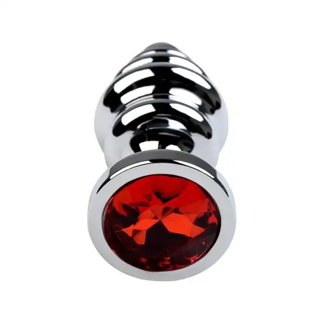 Toyfa - Silver Anal Plug. Wysokiej jakości metalowy korek analny z eleganckim kryształkiem w kolorze czerwieni w podstawie. Wyjątkowy stymulujący kształt