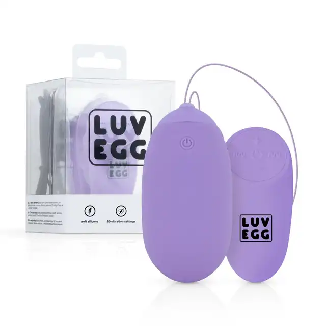 Luv Egg - Paars Purple XL. Wibrujące silikonowe jajeczko o długości 8 cm sterowane przez pilota. 3 tryby i 7 intensywności wibracji