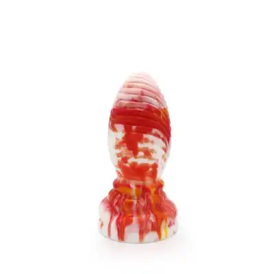 Kiotos Monstar - Beast 6. Marmurkowe dildo w kształcie jaja potwora o prążkowanej powierzchni. 6,5 cm średnicy