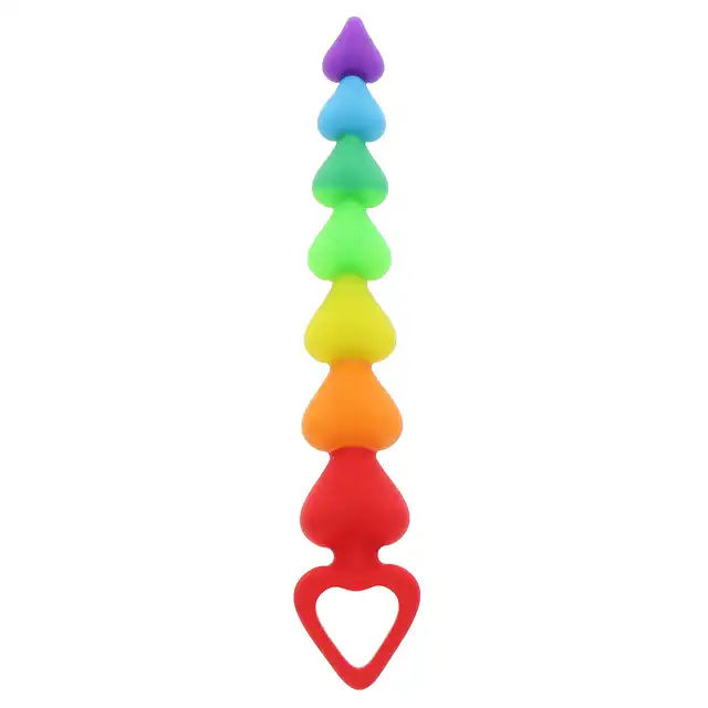 Toy Joy - Rainbow Heart Beads. Odlotowe, tęczowe koraliki analne w kształcie uroczych serduszek 