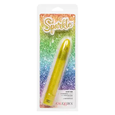 Calexotics - Sparkle Slim Vibe Yellow. Klasyczny wibrator w olśniewającym wydaniu. Zanurz się w całkowitej ekstazie, gdy ten orgazmiczny wibrator pociera, łaskocze i drażni Twoje miejsca specjalne
