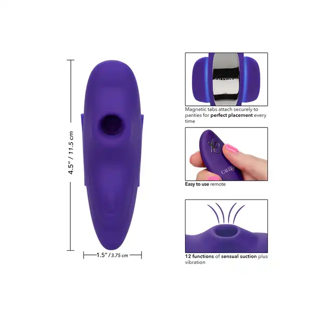 Calexotics - Remote Suction Panty Teaser Purple - wibrator do majtek ze zdalnie sterowanym pilotem. Wyposażony w przyjemne ssanie