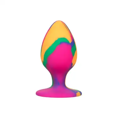 Calexotics - Cheeky Large Tie-Dye Plug - silikonowy, gładki korek analny z oryginalną kolorystyką