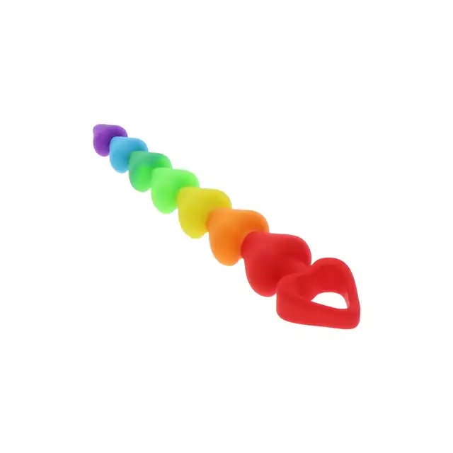 Toy Joy - Rainbow Heart Beads. Odlotowe, tęczowe koraliki analne w kształcie uroczych serduszek 