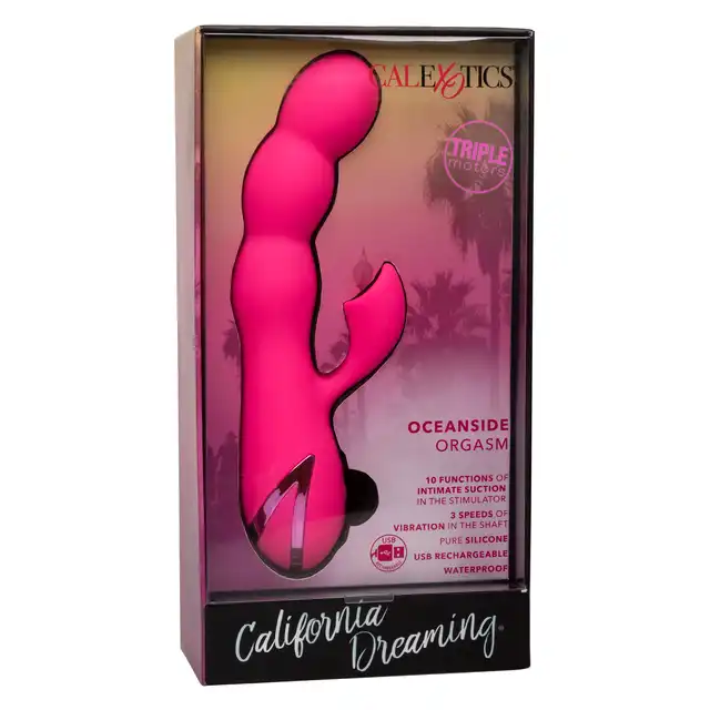 Calexotics - California Dreaming - Oceanside Orgasm Pink - wibrator z króliczkiem i niesamowitym ruchem ssącym do łechtaczki. Gwarancja przyjemności 
