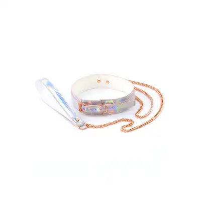 NSNovelties - Cosmo Bondage Collar &amp; Leash - stylowa obroża i smycz w unikatowy wzór holo 