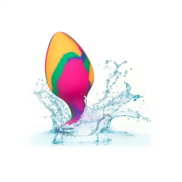 Calexotics - Cheeky Large Tie-Dye Plug - silikonowy, gładki korek analny z oryginalną kolorystyką