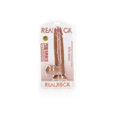 Straight Realistic Dildo  Balls  Suction Cup - 9""/ 23 cm