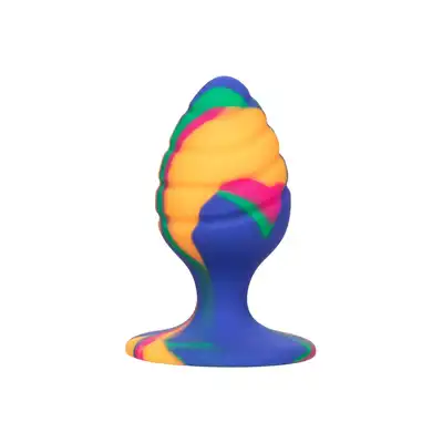 Calexotics - Cheeky Medium Swirl Plug - silikonowy korek analny ze żłobieniami i oryginalną kolorystyką 
