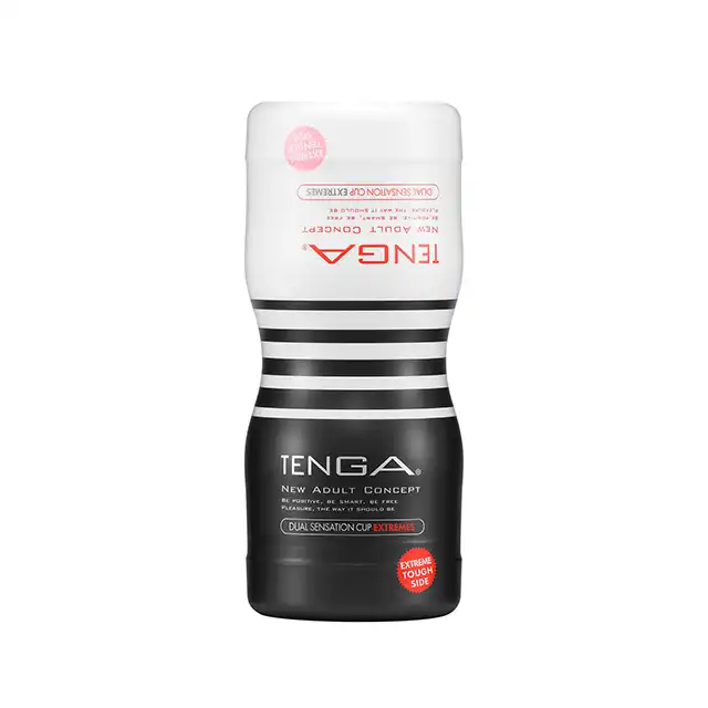 Tenga - Dual Sensation Cup Extremes. Dwustronny masturbator w kubeczku z komorami powietrznymi. Ektremalne doznania 