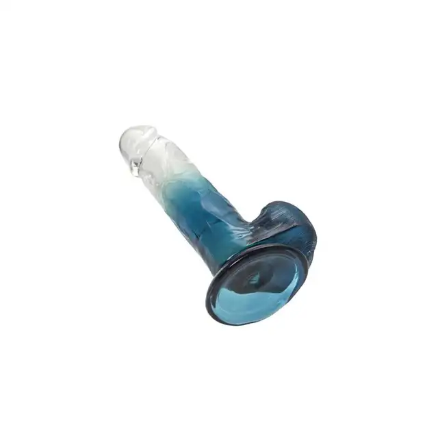 A-Toys - Radi. Dildo realistyczne o wyjątkowej kolorystyce. Bezbarwno-turkusowe! Mocna przyssawka pozwala na długie sesje bez użycia rąk