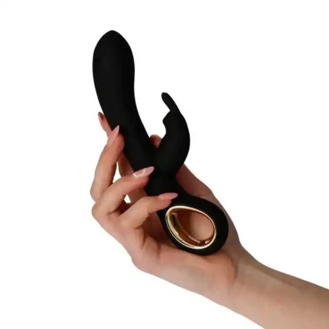 7Candy - Grip Hot Rabbit Black. Wibrator z króliczkiem. Elegancka stymulacja punktu G i łechtaczki