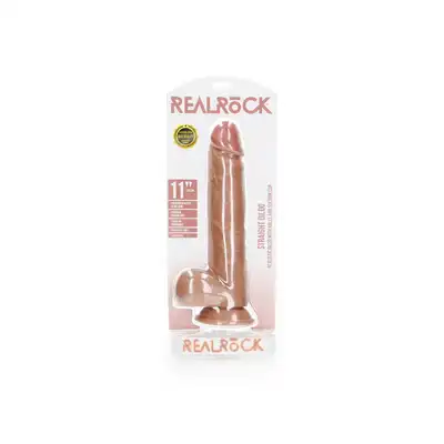 Straight Realistic Dildo  Balls  Suction Cup - 11""/ 28 cm