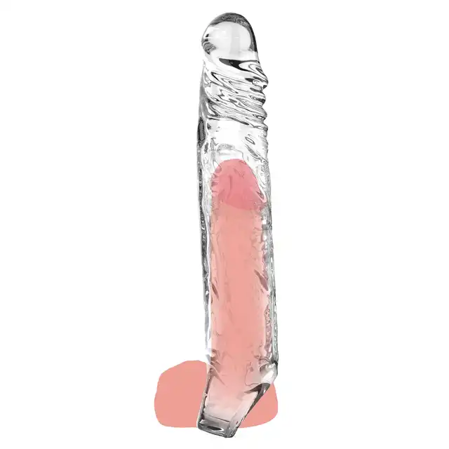 Toy Joy - Extension Sleeve XLarge. Przezroczysta nakładka na penisa z ringiem pod jądra. 22,5 cm przyjemności 