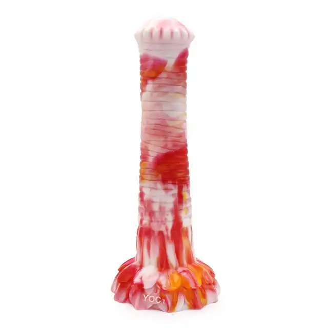 Kiotos Monstar - Beast 9. Dildo w kształcie penisa pierzastej bestii z wyraźną główką. 27 cm długości i 5,5 cm średnicy