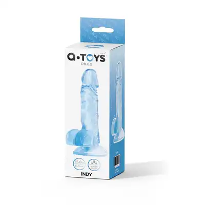 A-Toys - Indy. Realistyczne dildo z jądrami. Mocna przyssawka dla zabawy bez użycia rąk. Elastyczny materiał w krystalicznym kolorze