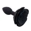 Kiotos - Black Rose Anal Plug. Elegancki silikonowy plug z czarną różą. Bardzo zmysłowy dodatek