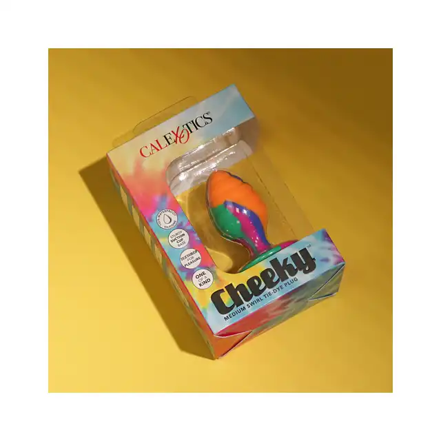 Calexotics - Cheeky Medium Swirl Plug - silikonowy korek analny ze żłobieniami i oryginalną kolorystyką 